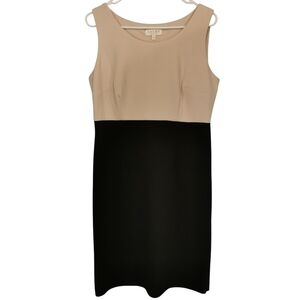 Laura Petites Sleeveless Cream & Black Scoop Neck Midi Dress - Sz 10P